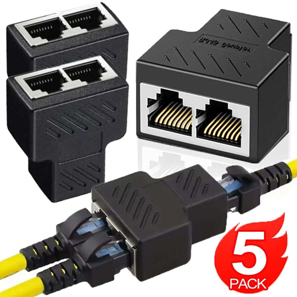 1-5PCS Splitter Adapter RJ45 1 To 2 Network Connector LAN Ethernet Shielded Coupler Socket Extension Cable Plug for Cat5e Cat6 7