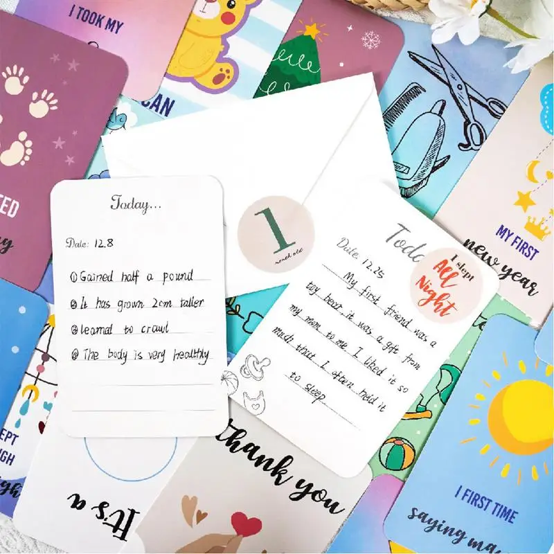 Kids Milestone Cards Colorful Milestone Signs 50x Funny Nursery Decoration Adorable Photography Prop For Boys Girls