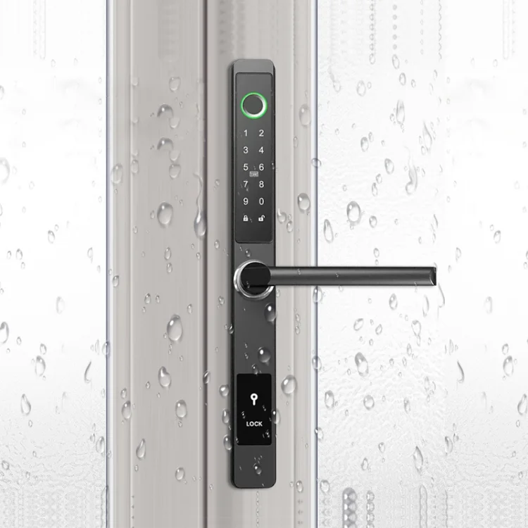 

July003 Fingerprint Biometric Slim Waterproof Smart Door Lock Aluminum RFID Card Password TTLock Electronic Sliding Door Locks