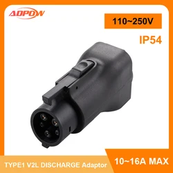 ADPOW For J1772 Type1 V2L Portable EV Adapter Discharger Car Discharge EV Charger Connector For Type1 Electric Vehicle V2L