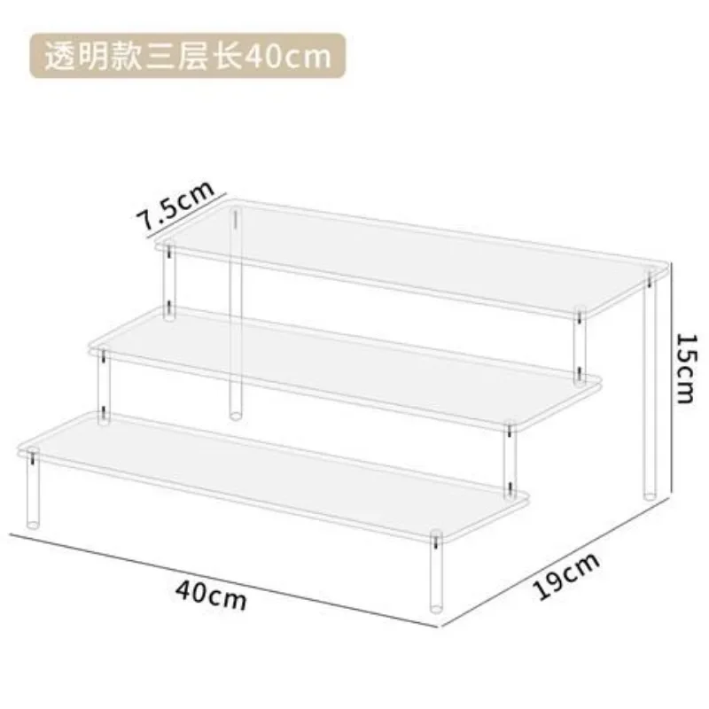 Acrylic Display Frame Transparent Black Multi-layer Ladder Shaped Hand Animation Model Doll Perfume Storage Rack Home Organizer
