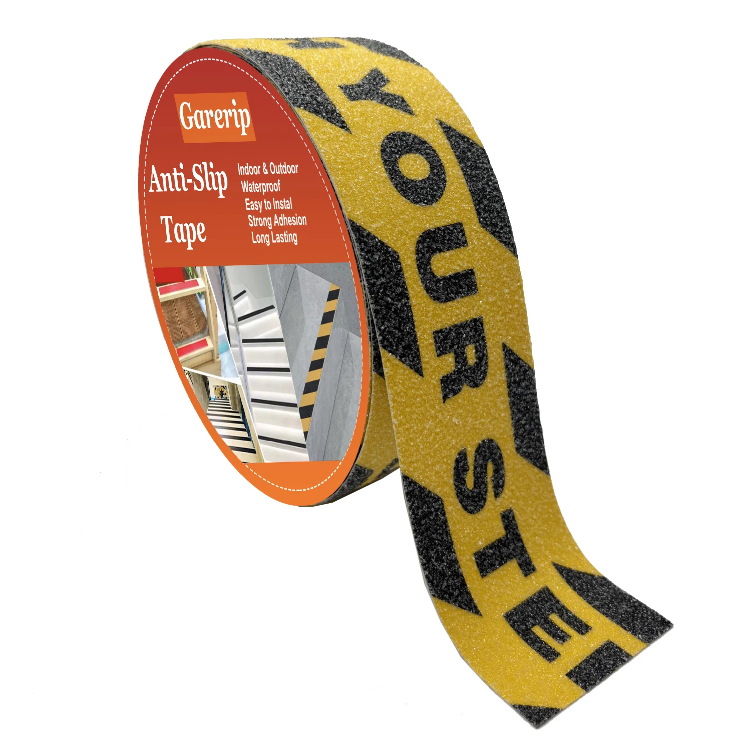 Watch Your Step Safety Anti-Slip Warning Tape, 2.5cm X 10.6m, Can Be Cut to Size, Self-Adhesive, Non-Slip Grip Tape for Indoor or Outdoor Stairs, Bathtubs, Boats, Safety Grip Tape for Stair Steps, Non-Slip Tape