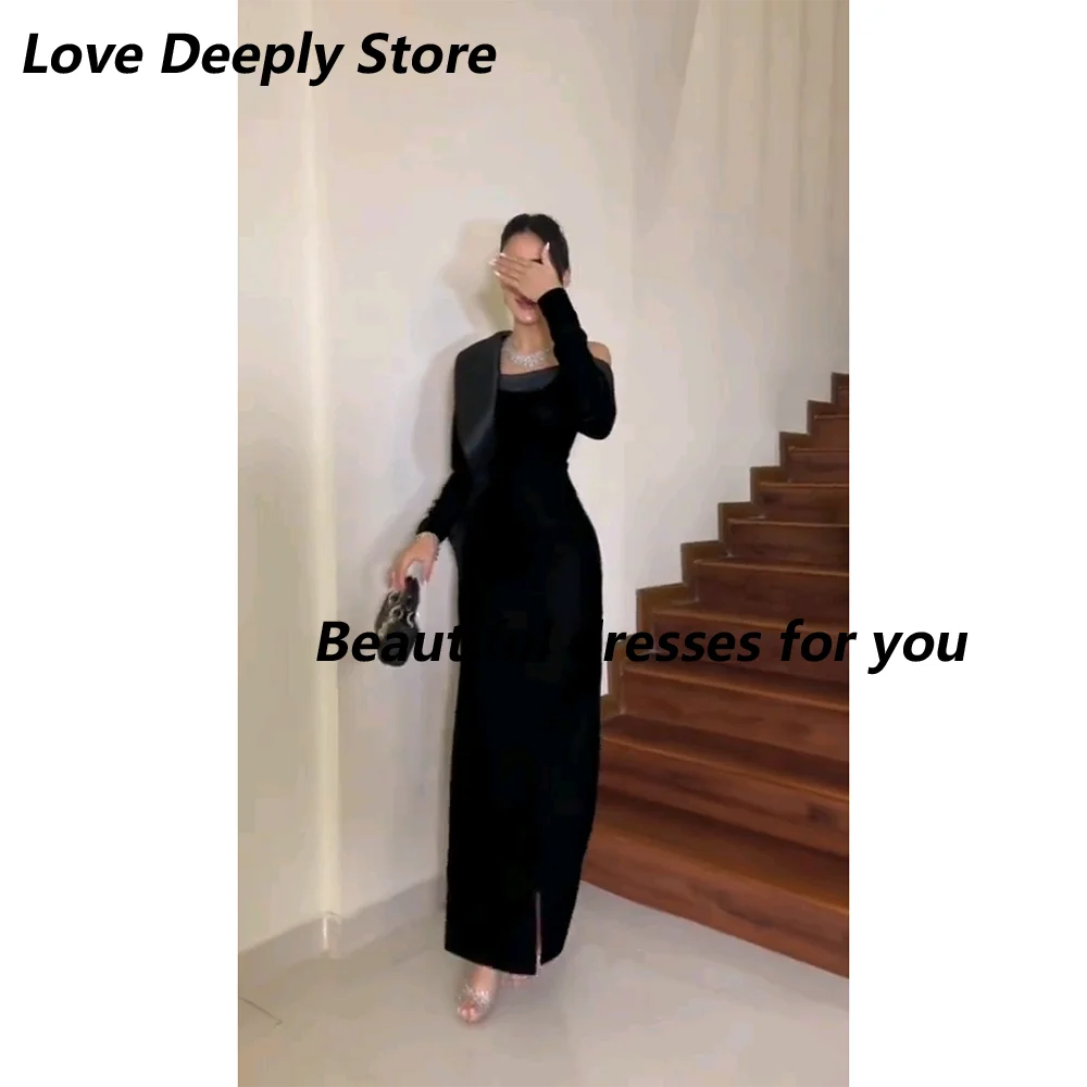 

Customized Elegant Off Shoulder Evening Dress Long Sleeves Prom Dress Slit Ankle-Length Formal Wedding Guest Special Events Gala