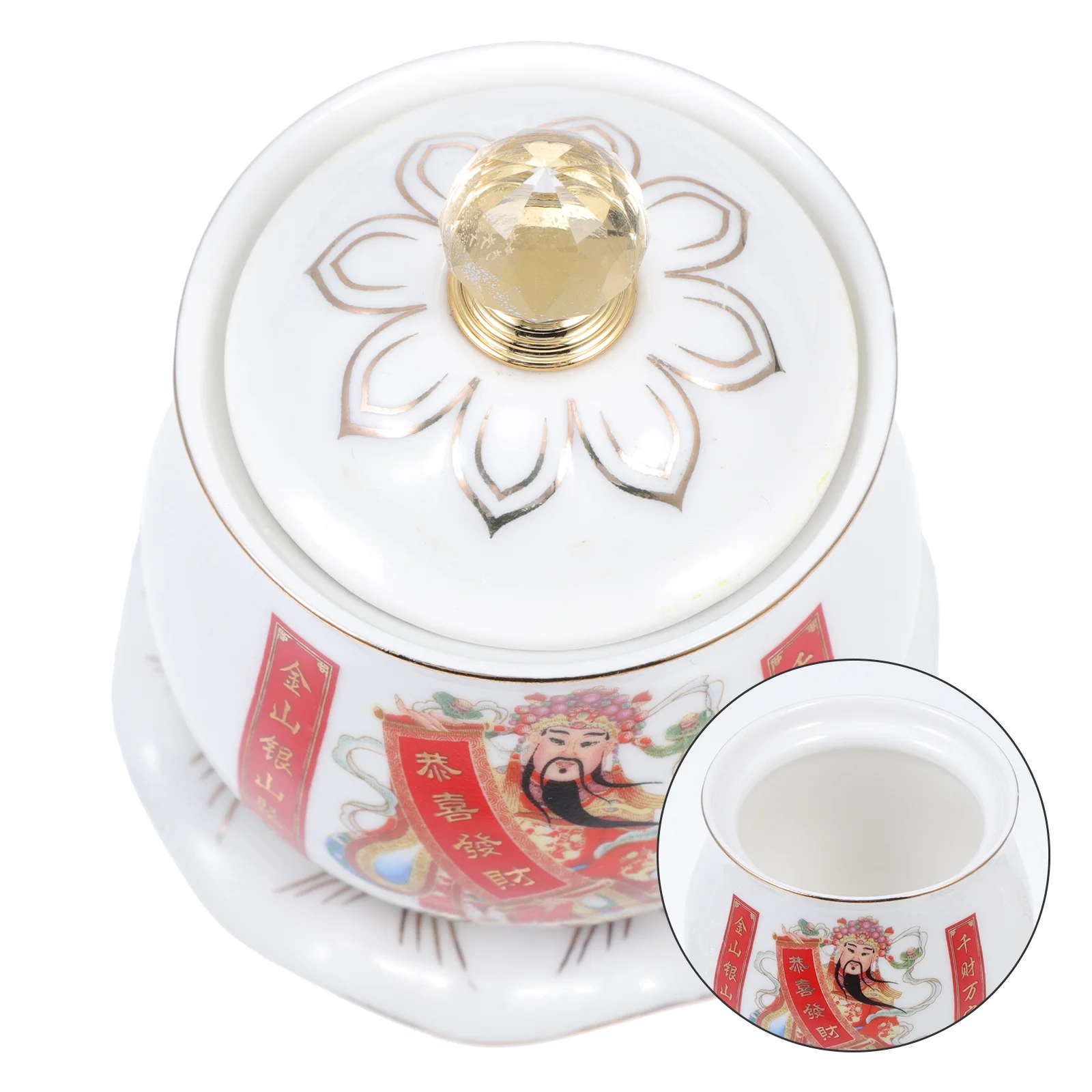 

Ceramic Cup Large Capacity Buddha Offering Water Bowl Temple Supply Decorative Worship Cup Worship Supply