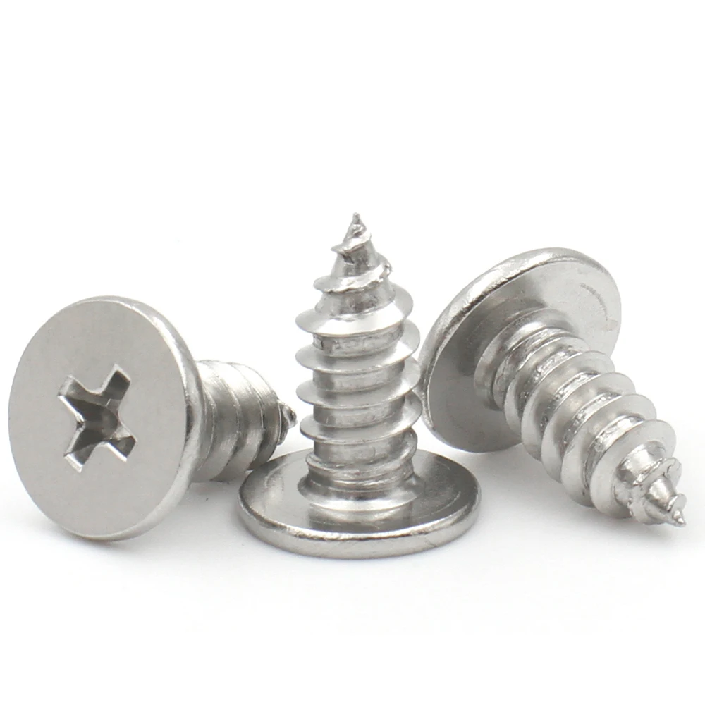 50/10Pcs M2 M2.6 M3 M3.5 M4 M5 M6 304 Stainless Steel Ultra Thin Flat Head Phillips Self Tapping Wood Screws