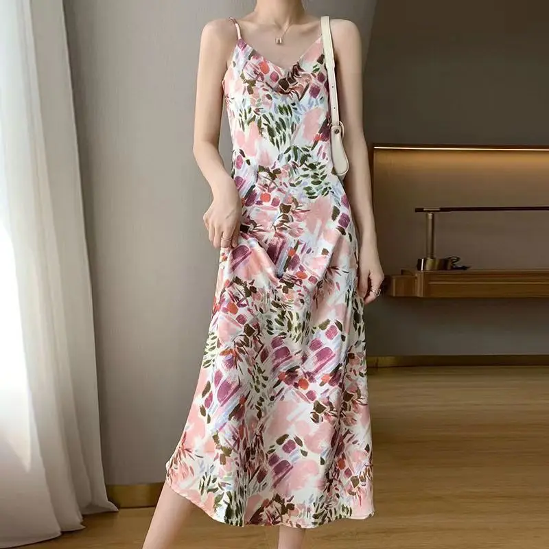 Pregnant Women's Strap Dress 2023 Summer New Fashionable Printed Sleeveless Skirt Creative Flower pattern Maternity Dress LE976