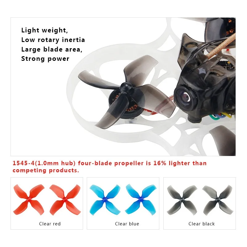 LDARC 1545 40mm 4-blade 10Pairs  Propeller 1.0mm Hub RC Drone Inductrix Beta75X Tiny GT7 Mobula7 Props