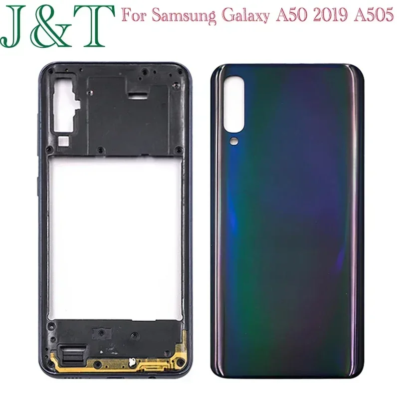 New For Samsung Galaxy A50 2019 A505 A505F Plastic Middle Frame Bezel A50 Battery Back Cover Rear Door Housing Case Replace