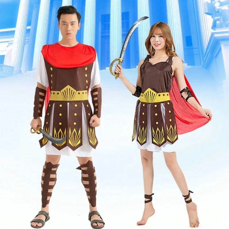 Funny Roman Warrior Costumes Stage Performance Costumes Cosplay Roman Couple Costumes Without Weapon Party Props