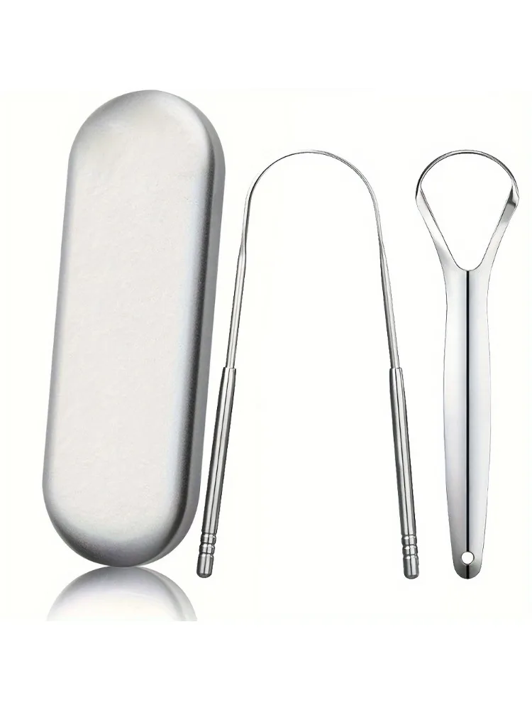 Grattoir à langue en métal Premium, 1 pièce/3 pièces, nettoyeur pour adultes et enfants, grattoirs à langue portables en acier inoxydable, brosses pour enlever