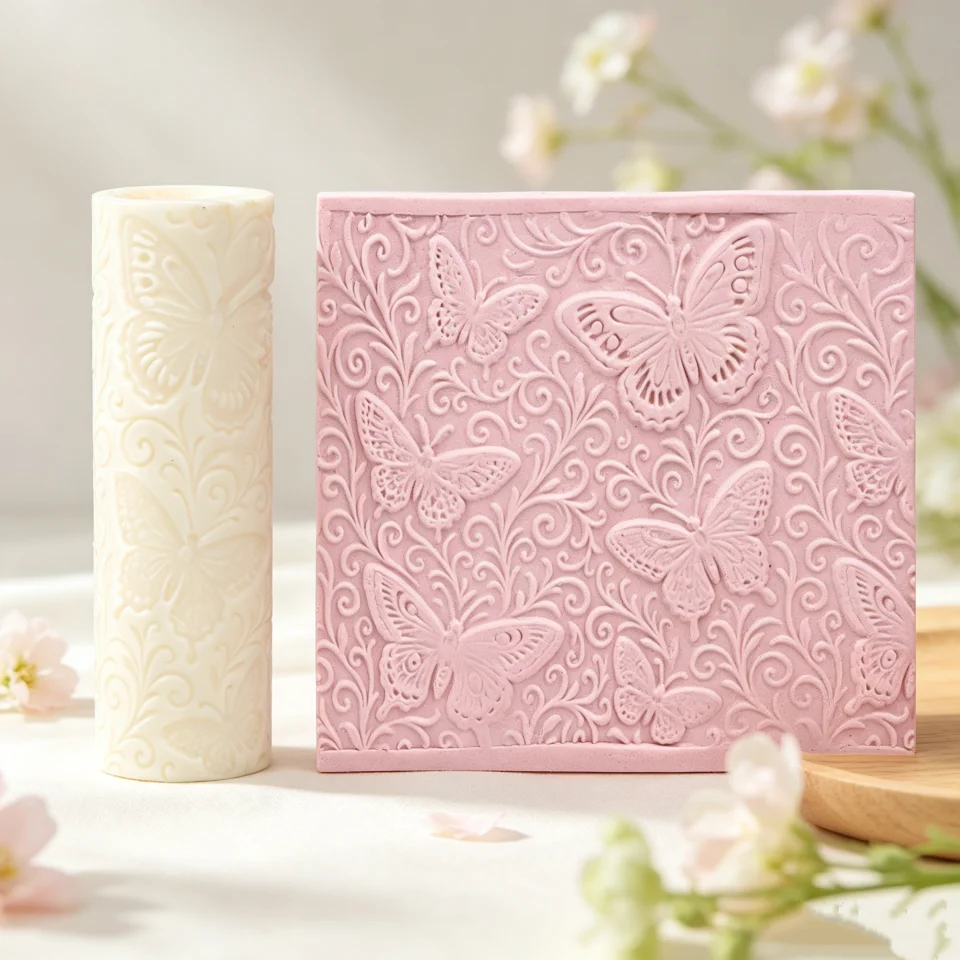 3 Styles Butterfly Floral Vine Silicone Roller Butterfly Flower Long Vine Texture Roller Epoxy Earring Jewelry Making Supplies