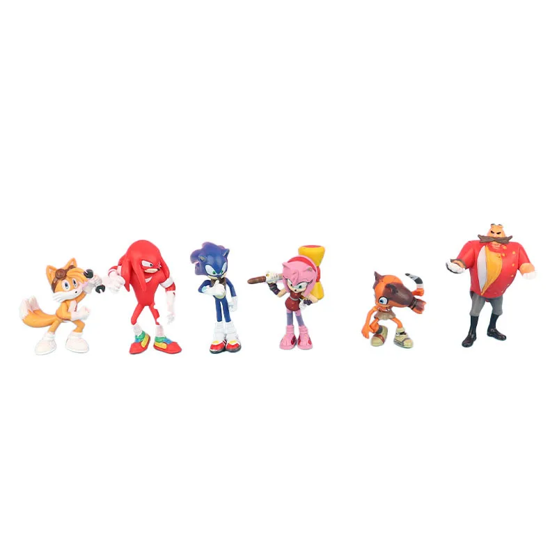 Sonic Action Figures Clubhouse Birthday Party Cake Decoration Kawaii Anime Figure Toys for Kids PVC 6pcs Set