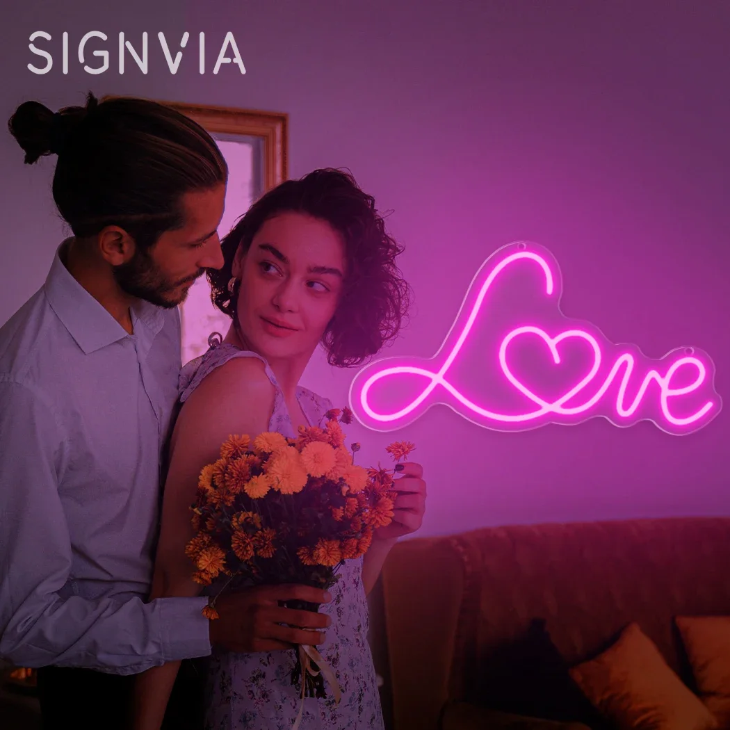 

Love Romantic Neon Sign LED Valentine's Day Wedding Decoration Sign Pink Love Engagement BedroomNeon Sign Board Art Wall Decor