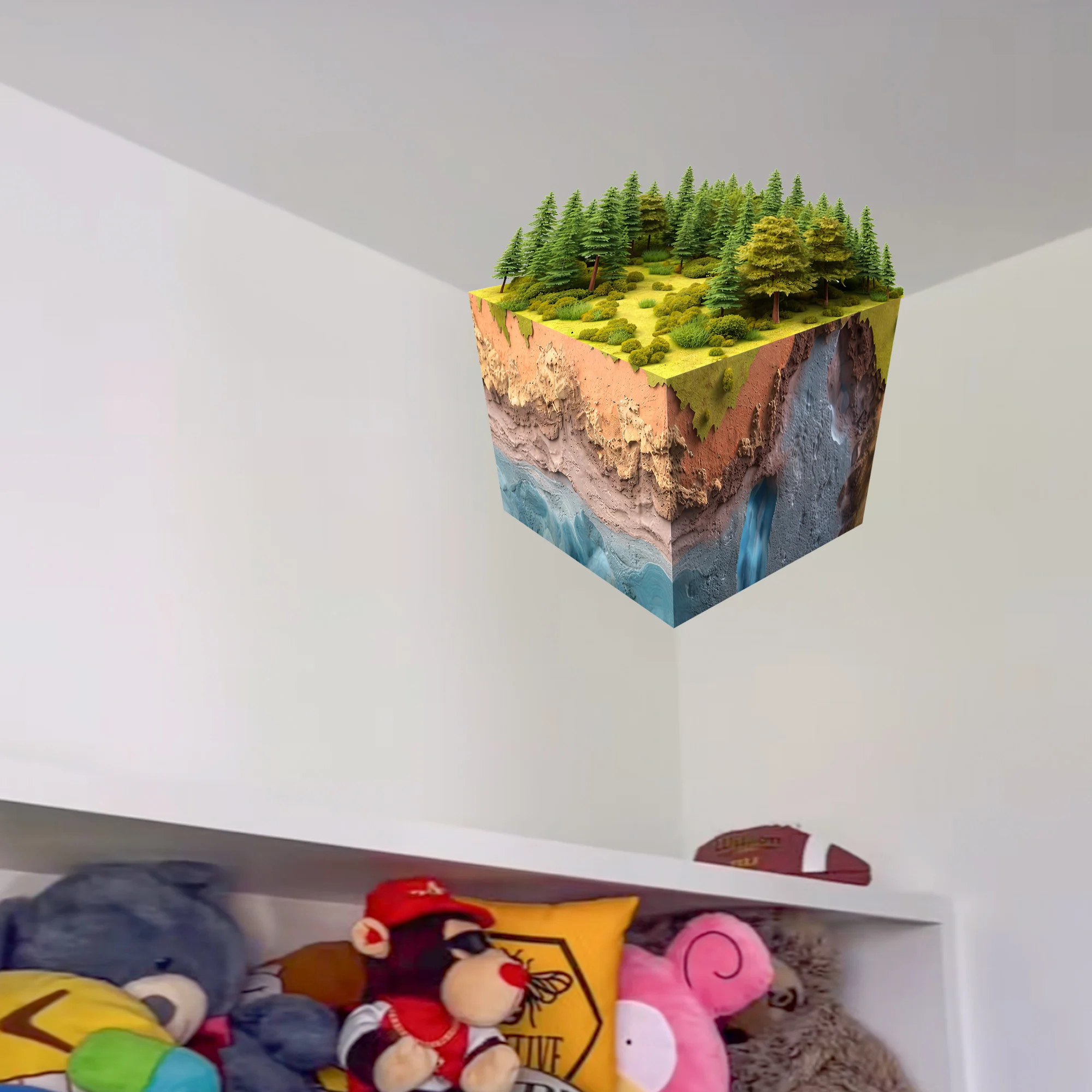 Realistic 3D Grass Cube Wall Decals,Pixel Game Inspired Wall Stickers,Removable Vinyl Art Teen Boys Room,Gaming Room,Home Decor view 5