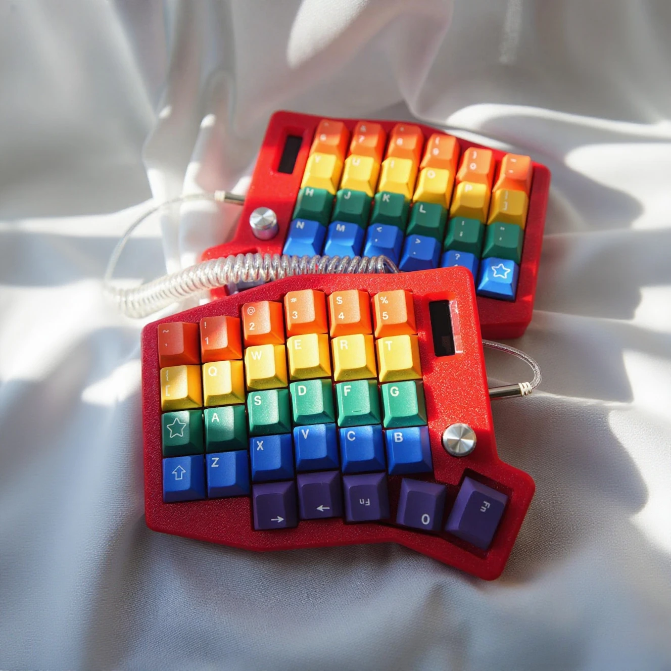 

Sofle Rainbow Split Keyboard Kit Wired Single Mode RGB Hot-Swap 3D Print Custom Ergonomic VAIL Split Keyboard with Oled Screen