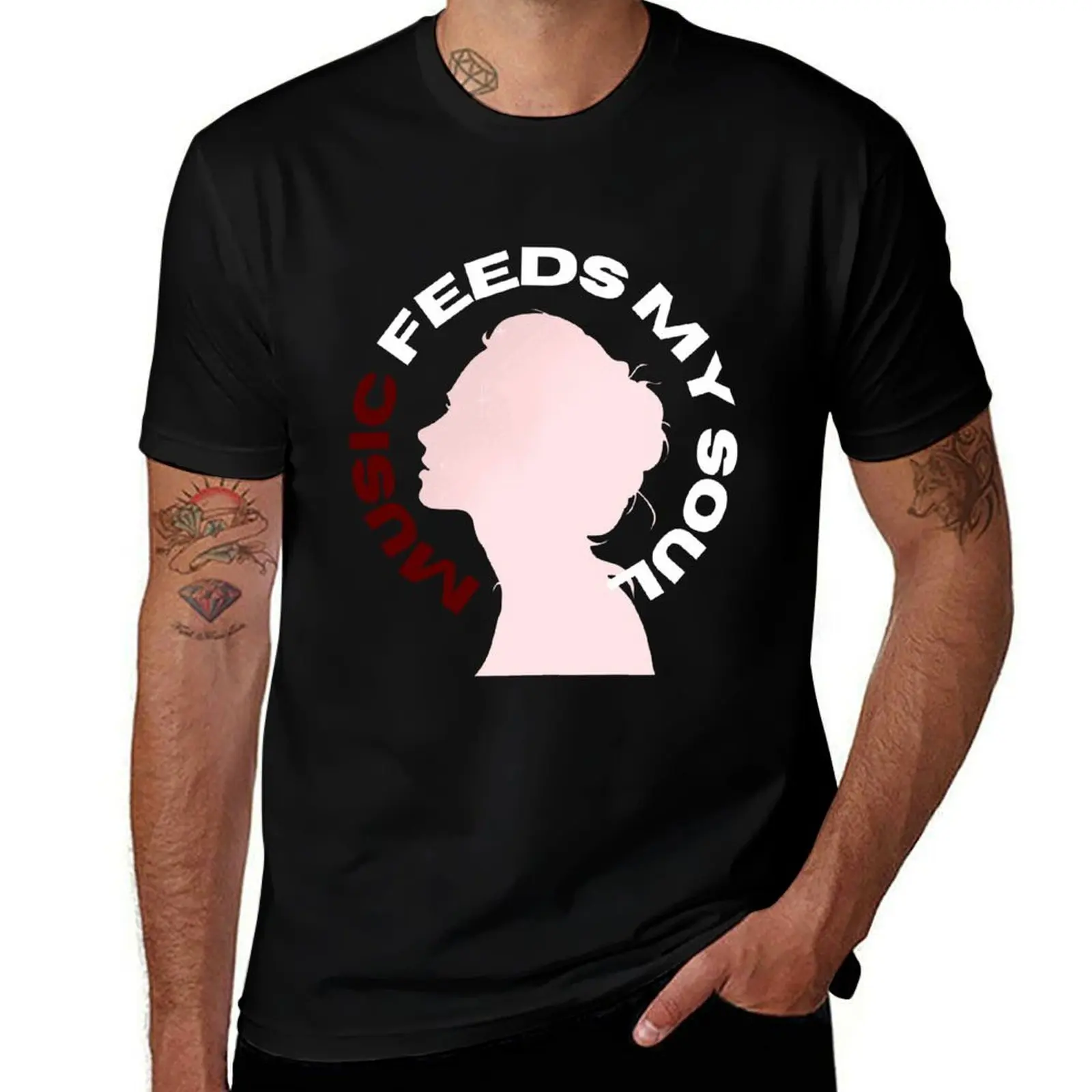 music feeds my soul T-Shirt Modern Style Print T-Shirt