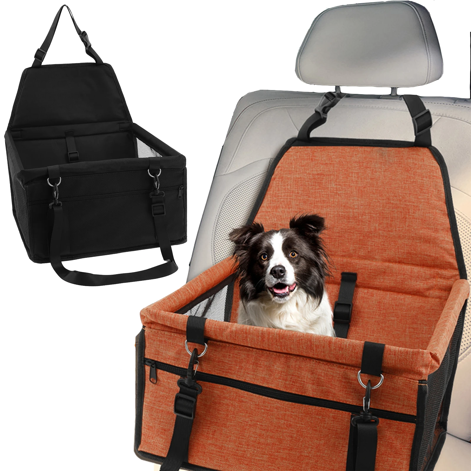 

Dog Car Seat Puppy Booster Seat With Safety Lock Scratch Proof Adjustable Strap Travel Car Box for Small to Medium Dog