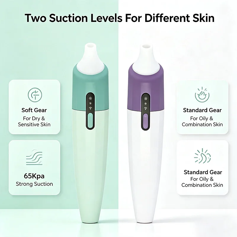 Visual Pore Vacuum Blackhead Remover Deep Cleaning Device 65 Kpa Suction Black Dot Extractor With Replaceable Silicone Heads