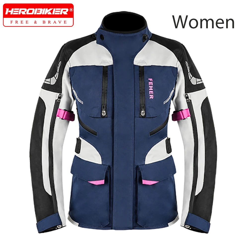 Women Motorcycle Rally Suit Waterproof Cold-proof Moto Riding Protective Jacket Wear Resistant Anti Drop Motocross Jacket 