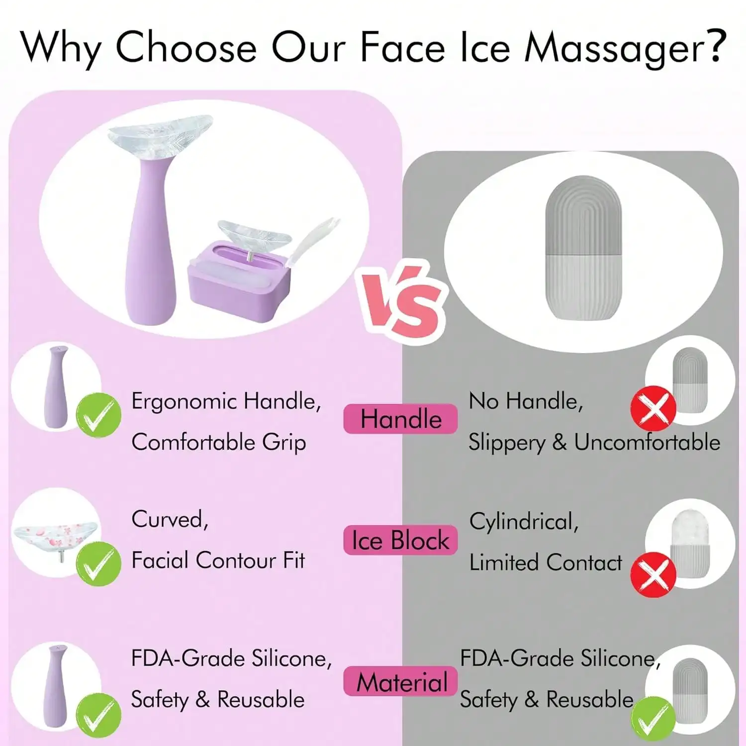 Roller Face And Dermaplane, Face Roller Reduces Puffiness, Minimize Pores, Reusable Massage Silicone With 2 Dual-Face - Detail 1