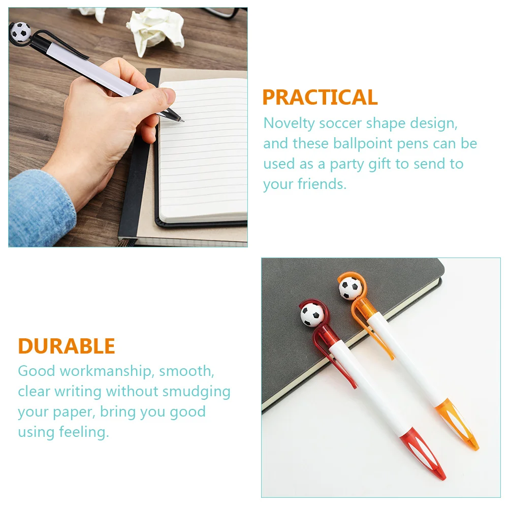 

15Pcs Ballpoint Pens Novelty Soccer Shape Writing Tools Black Ink Refillable Rotating Design Students Office School Gifts