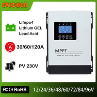 MPPT 120A 60A 30A Solar Power Charge Controller Regulator PV 230V for Photovoltaic Panel Power 12-96V Lifepo4 FLD GEL SLD