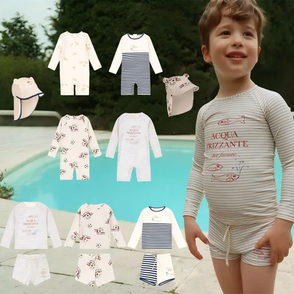 

25KS Swimsuit Boys' Cute Football Full Print Swimsuit Set Duck Onesie Breathable [In Stock]