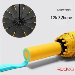 Yellow 72 Bone Windproof Automatic Umbrella Sunshade Uv Protection Folding Sunproo Anti-Storm Large Size Reverse Rain Gear