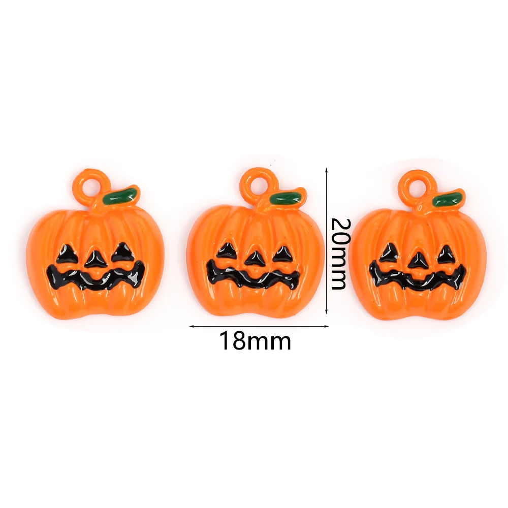 10pcs Enamel Halloween Alloy Charms Pumpkin Ghost Broom Enamel Charms Pendant For Jewelry Making DIY Bracelet Necklace Findings