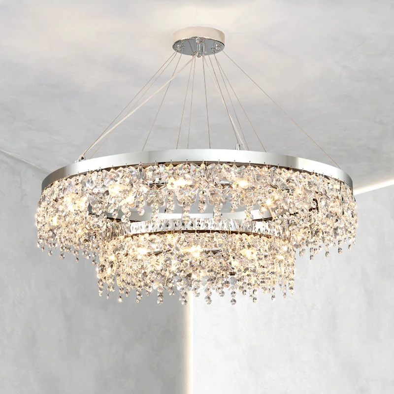 

Postmodern Light Luxury Crystal Living Room Chandelier Nordic Led Bedroom Lamp High-End Restaurant Model Room Lamps