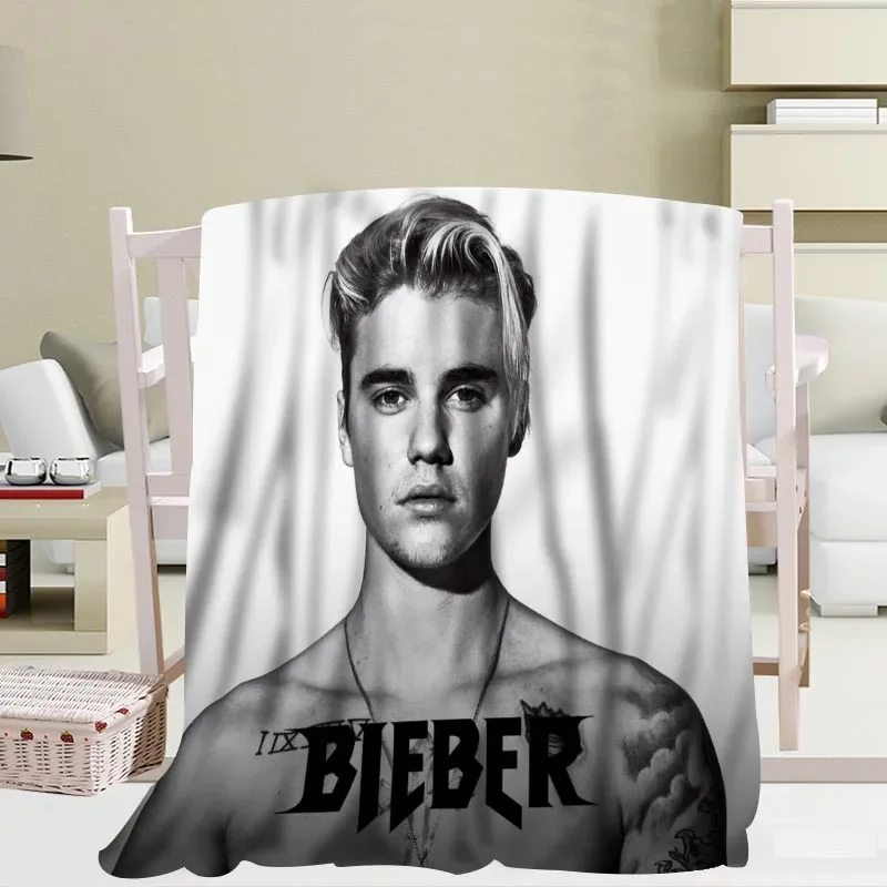 Custom Justin Bieber  Blankets Travel Sofa Coral fleece fabric Blankets Soft Fluffy Warm Sofa Bed Throw Blanket More Size image 6