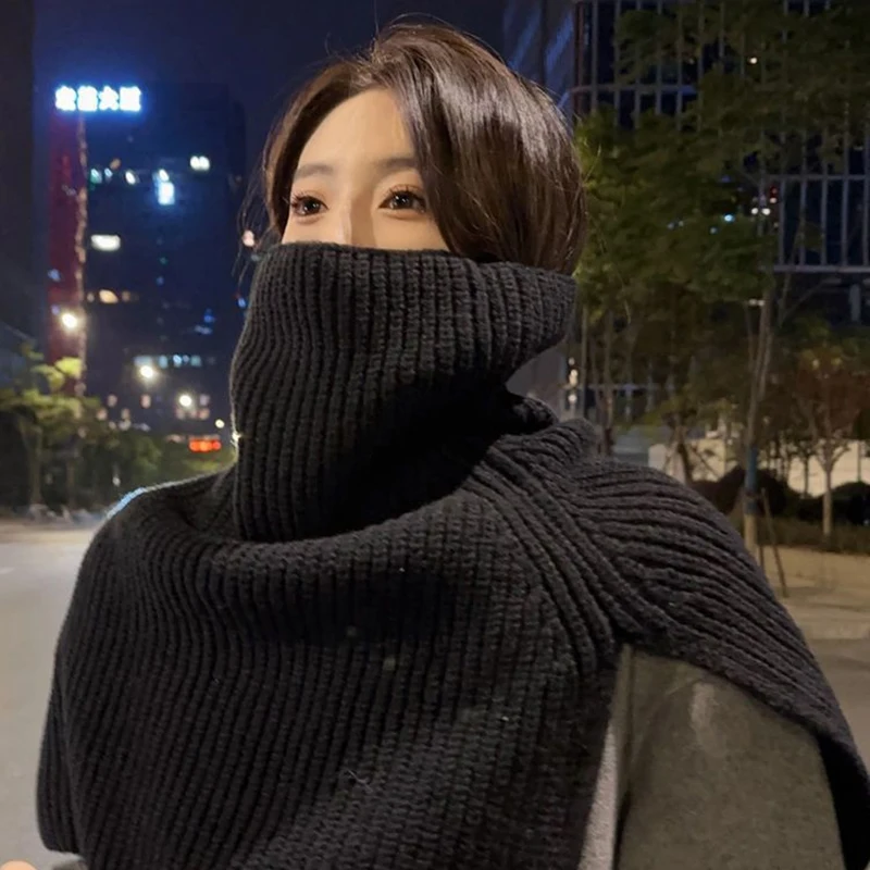 Pullover Scarf Knitted Shawl Winter Scarf False Collar Coat Bib Warm Scarf Turtleneck Slit Jumper Shawl Clothes Accessories