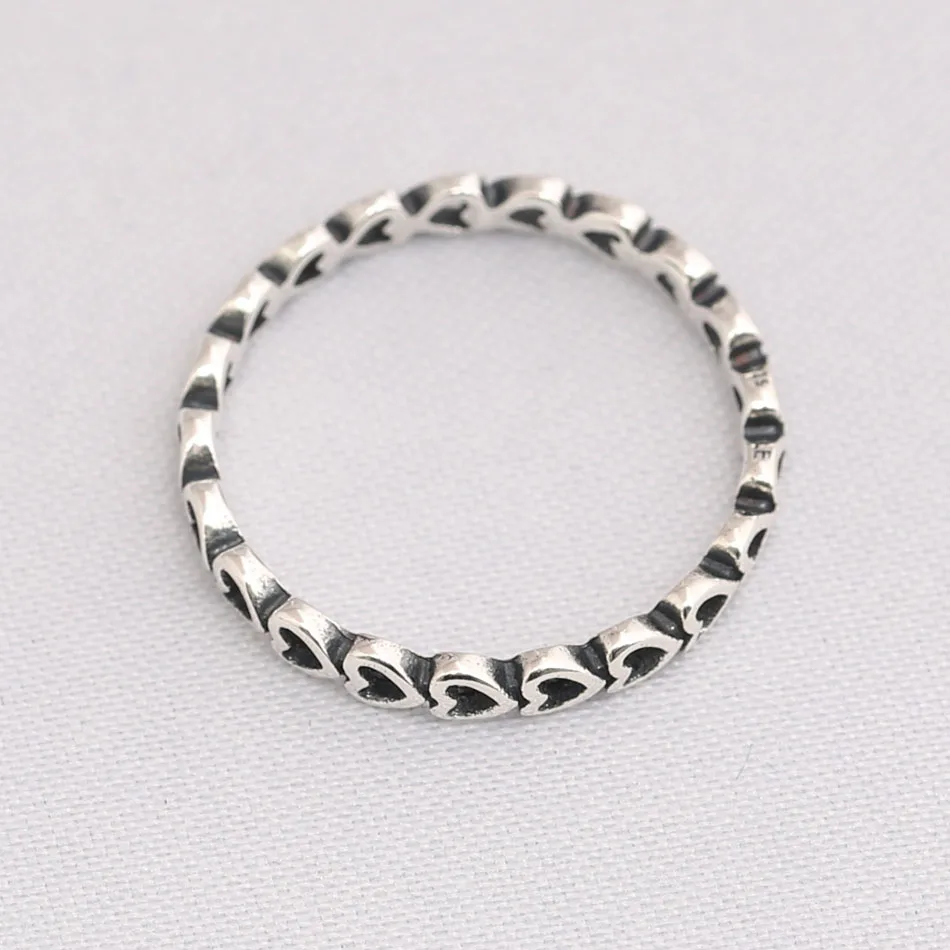 Women's Openwork Ring Linked Love Hearts Design Lady's Gift Jewelry Fashionable Finger Anel