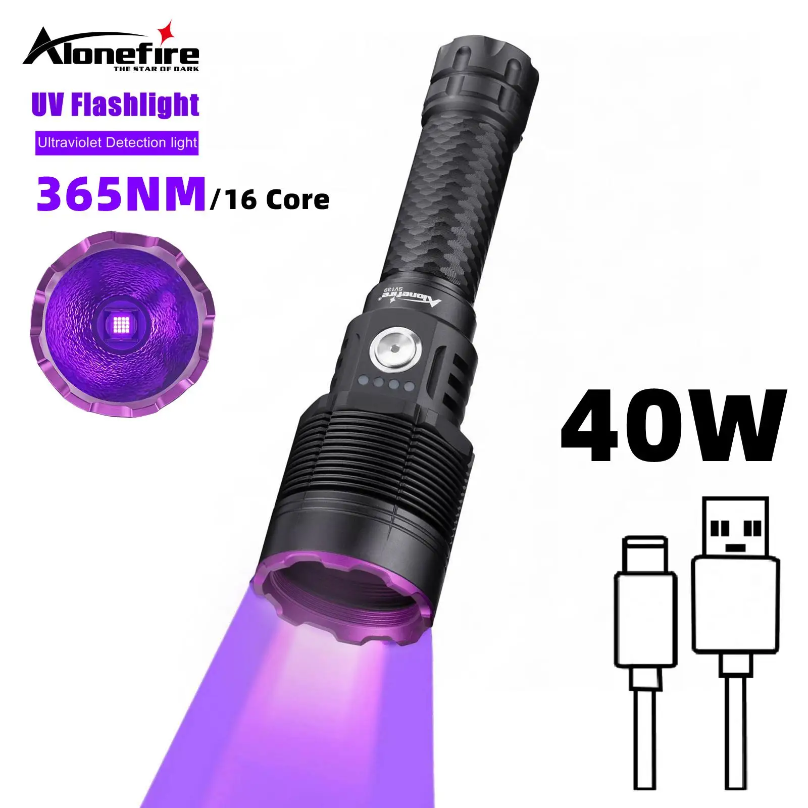 super-strong-16-core-40w-uv-led-flashlight-365nm-ultraviolet-torch-light-inspection-lamp-pet-urine-scorpion-stain-detector-resin
