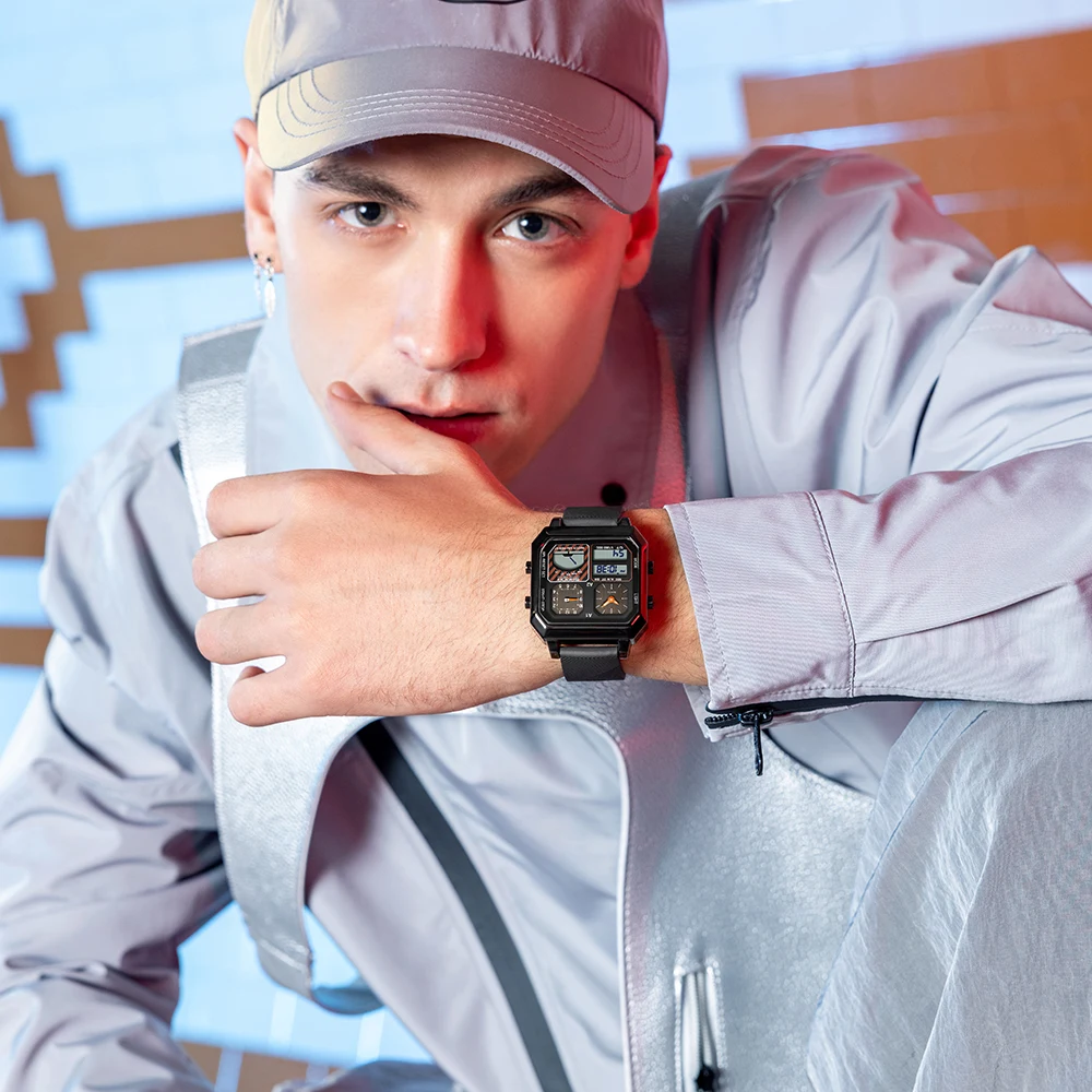 2025 Top Brand di Lusso In Acciaio Inox Crono Orologi Sportivi Da Uomo Retroilluminazione Doppio Display Orologio Da Polso Digitale 3Bar Impermeabile Reloj