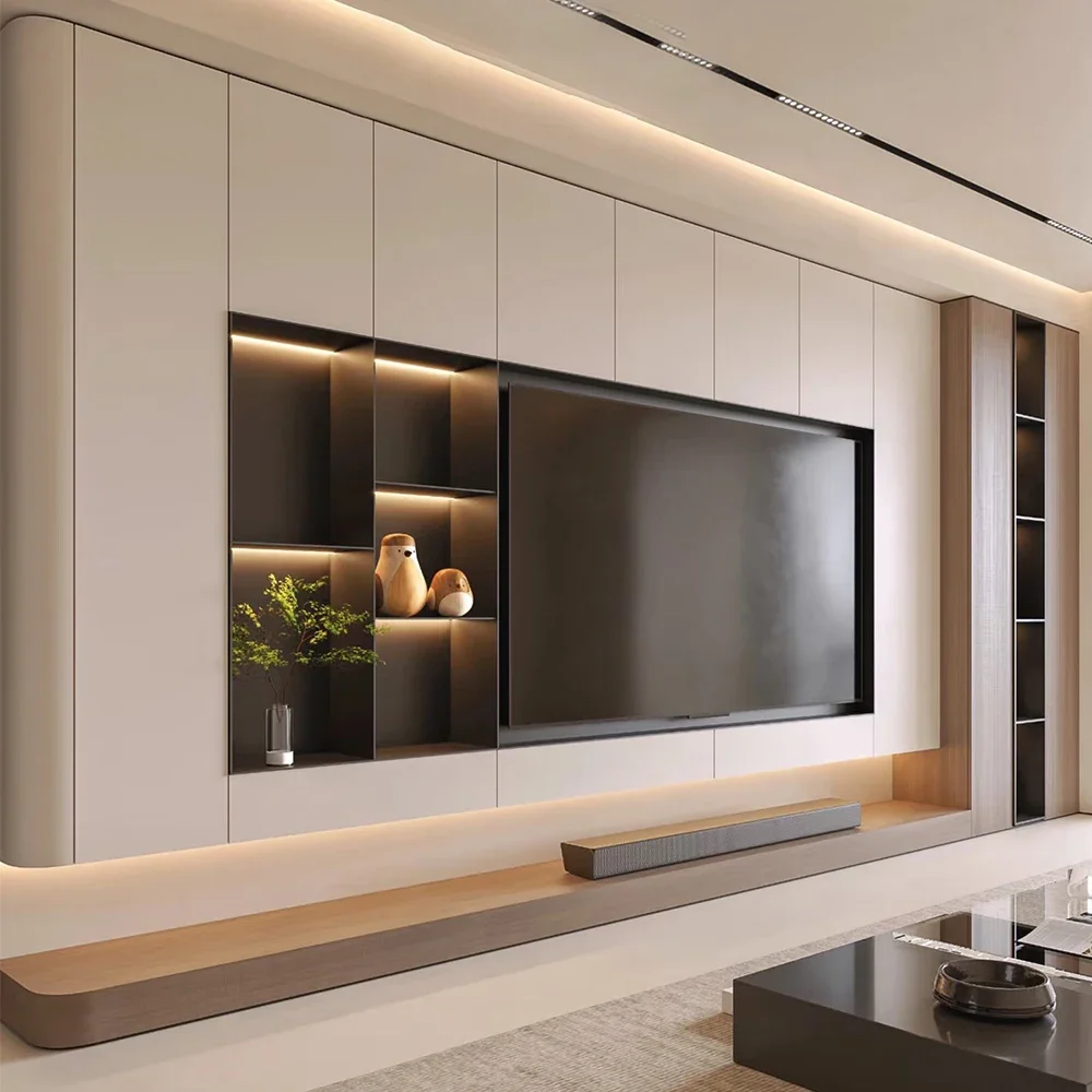 

# Шкаф для гостиной на заказ, современный простой дизайн, деревянная подставка для телевизора, мебель для прихожей