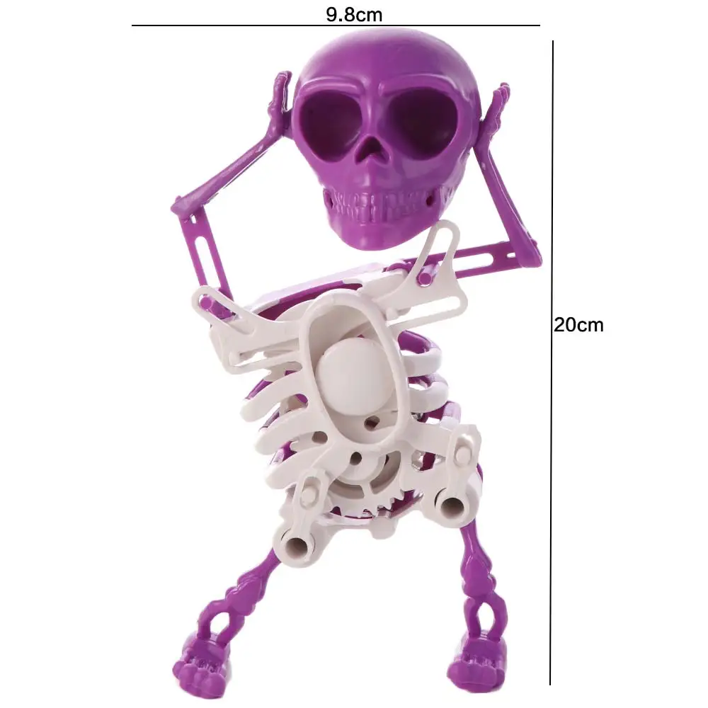 Brinquedo de Esqueleto Dançante de Plástico com Corda, Crânio Dançante 3D, Boneco de Crânio Balançante, Decoração Artesanal Flexível