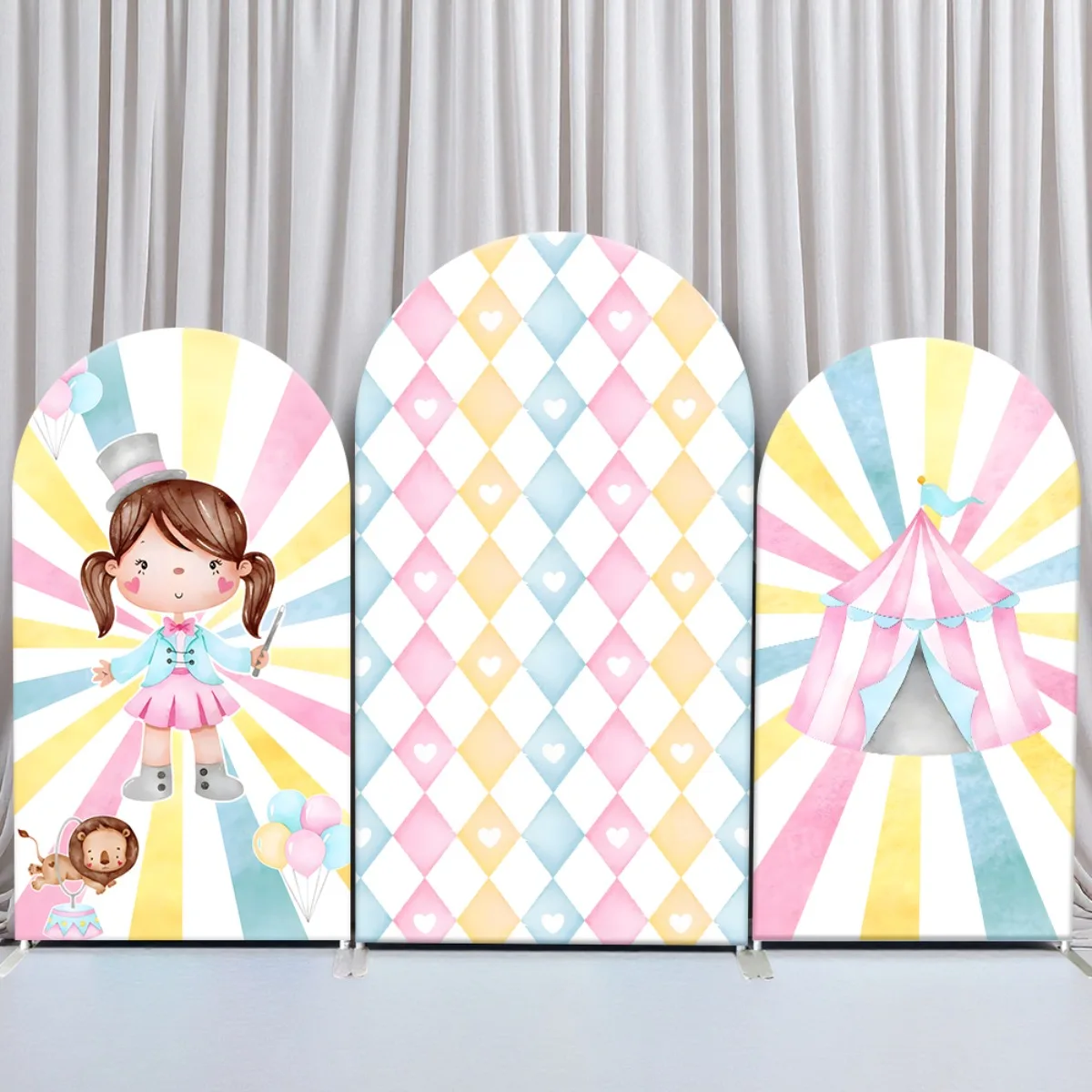 

Pastel Candy Arch Backdrop Cover for Kids Birthday Party Decor Baby Shower Photography Background Wall Elastic Fabric Supplies