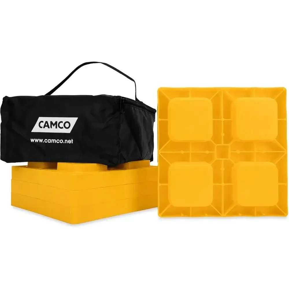 Camco Camper/RV Leveling Blocks - Features Stackable Interlocking Design & Includes Zippered Bag for RV Storage - Compatible w/S