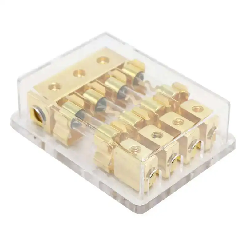 Power 1 In Gauge Out 4 Way Audio Stereo 60Amp Distribution Connecting AGU Fuse Block For Car