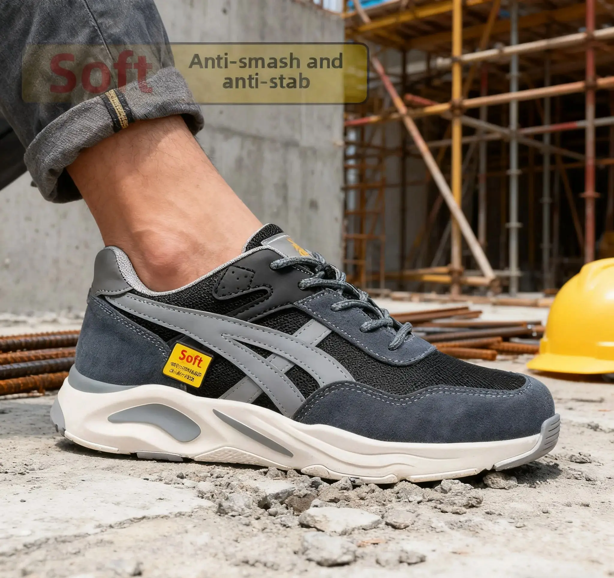 男性と女性のための新しい軽量で通気性のある労働保護靴、耐衝撃性と耐貫通性のあるスチールトゥ安全靴