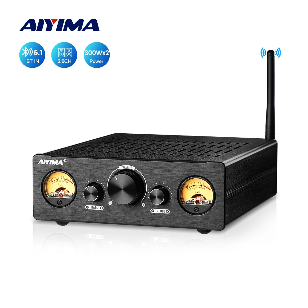 

AIYIMA TPA3255 Bluetooth Power Amplifier VU Meter Amplifier 2.0 Stereo HiFi Amplificador APTX-LL Speaker Home Audio Amp 300Wx2