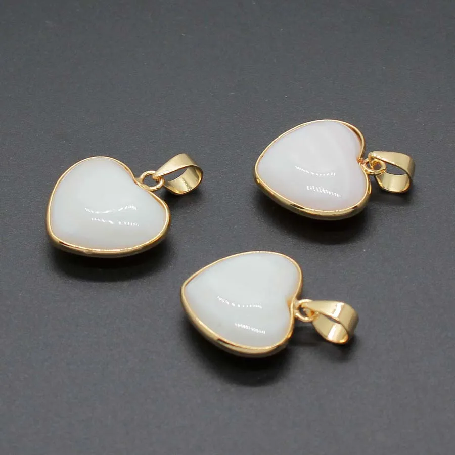 الطبيعية الأبيض قذيفة شكل قلب المعلقات للنساء قلادة DIY الذهب الأصفر اللون الأبيض البحر Sehll قلادة رجل صنع المجوهرات