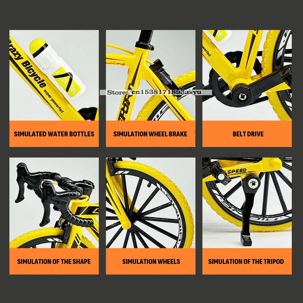 Mini 1:8 New Model Alloy Bicycle Diecast Finger Mountain Simulation Metal Bend Road Bike Collection Gifts Toys for children