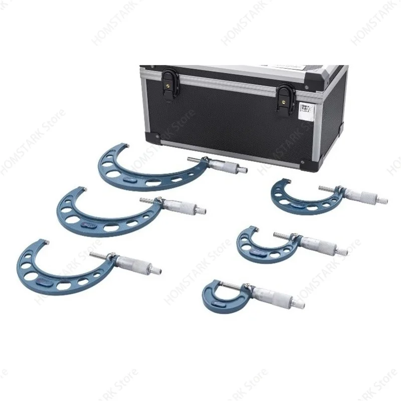 6Pcs Analog Outside Micrometer Set 0‑25mm‑150mm Multi‑Range Industrial Precision Outside Diameter Measuring Gauge Tool