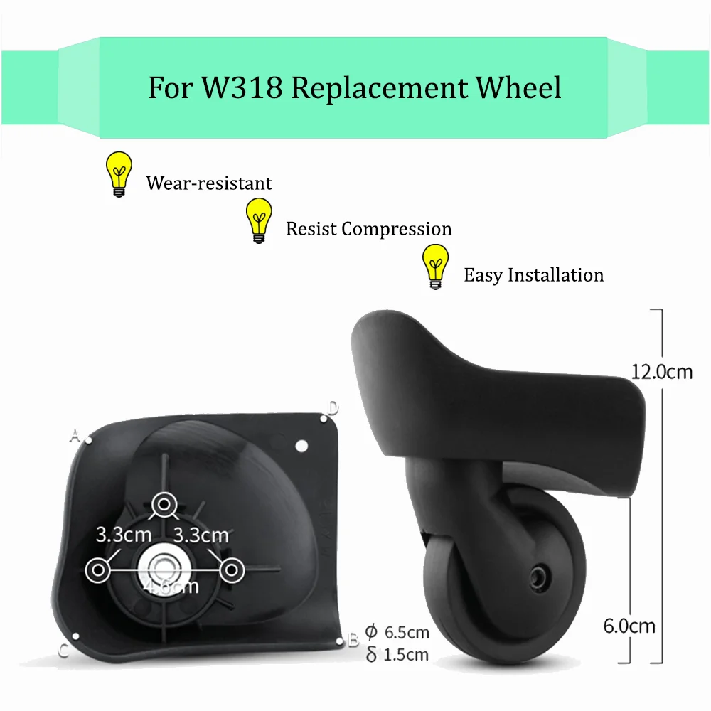 For W318 Luggage Wheel Trolley Case Wheel Pulley Sliding Casters Universal Wheel Repair Slient Wear-resistant