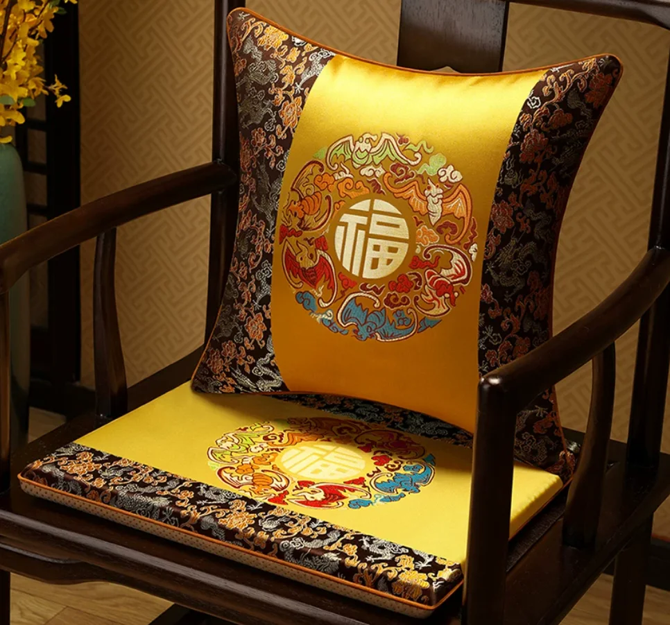 New Chinese Style Mahogany Chair Cushion, Thickened Sponge Anti-slip Seat Pad for Taishi Chair, Round-back Chair, Tea Chair