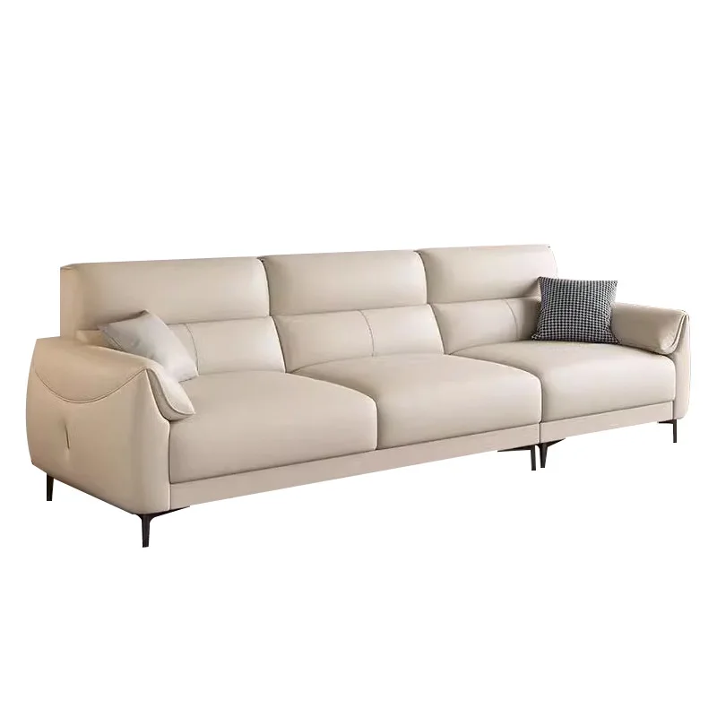 

Customizable leather sofa modern simple living room straight row high backrest