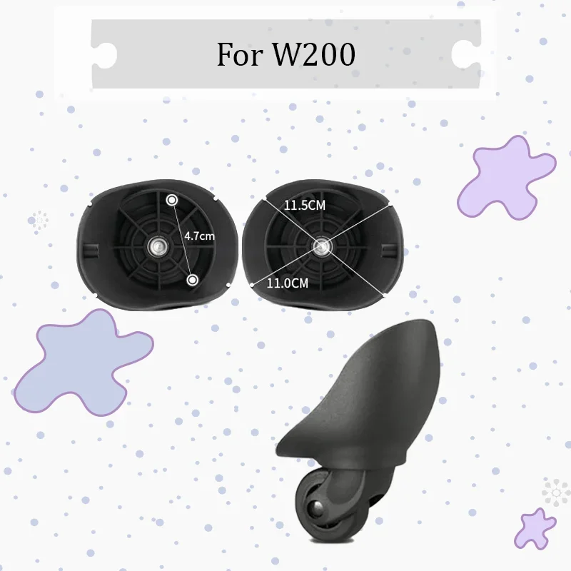 For W200  Wear-Resistant Silent Luggage Wheel Accessories 360-Degree Swivel Castors Compatible with 20-28 Inch Suitcases