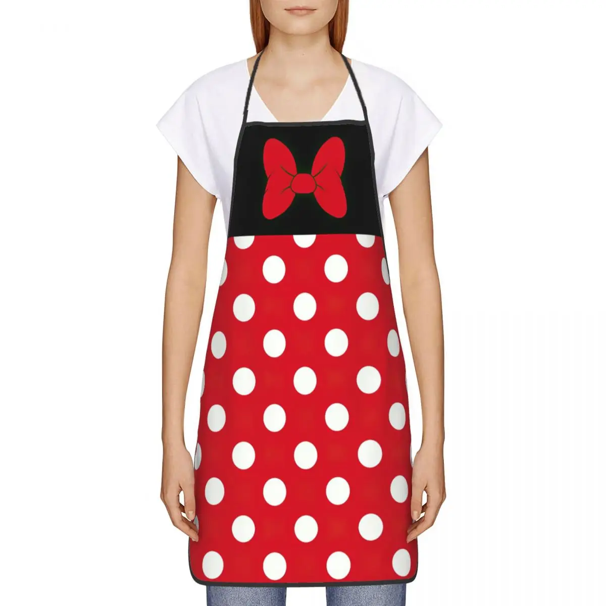 Polka Dot Bow Minnie Pattern Apron Kitchen Chef Cooking Baking Bib Men Women Cartoon Mouse Tablier Cuisine for Gardening